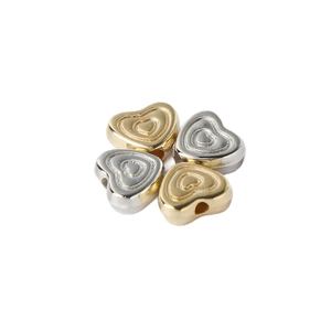 Golden and silver heart-shaped CCB beads with multi-layer texture for DIY jewelry making
