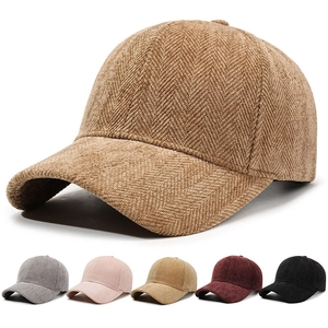 Vintage Herringbone Baseball Cap Thickened Polyester Fabric British Style Adjustable Outdoor Warm Hat For Men Women
