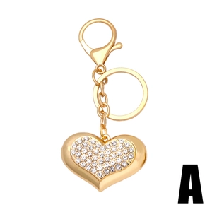 Exquisite golden heart keychain with sparkling crystal rhinestones and lobster clasp