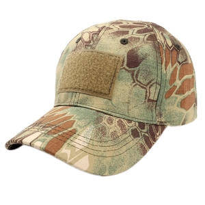 Tactical camouflage baseball cap with python pattern and front velcro patch area