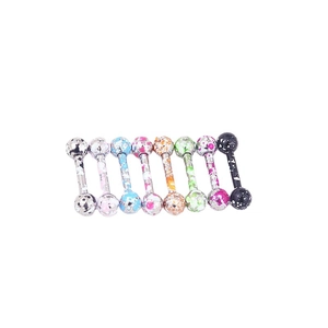 8-piece set of stainless steel barbell earrings with colorful splatter paint patterns