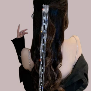 Pince À Cheveux À Pampilles En Strass Et Künstliche Perles Longue Épingle À Cheveux Argentée Élégante Pour Mariage Et Fête