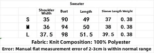 Detailed size guide and measurements for the rhinestone knit cardigan in centimeters