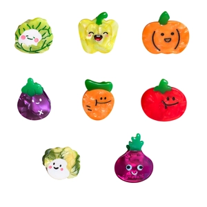 Set of 8 cute fruit and vegetable acetate hair clips with colorful cartoon expressions