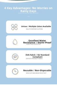 Detailed technical spec sheet for thickened EVA raincoats with rainproof material features