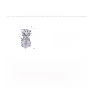 Detailed size specifications for silver double zircon ear cuffs with copper plating