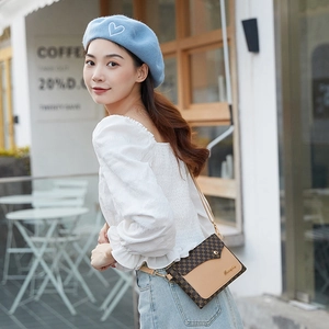 Chic retro small crossbody phone bag with circle pattern and khaki leather flap