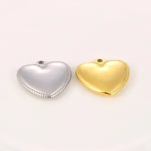 Pendentifs Coeur Acier Inoxydable Surface Lisse Bordure Perlée Charmes Pour DIY Collier Boucles D'oreilles Accessoires