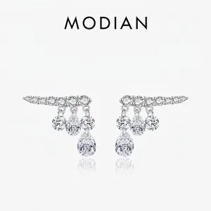 Boucles D'oreilles Pendantes En Argent Sterling 925 Avec Zircone Cubique En Forme De Goutte D'eau Pampille Pour Femmes