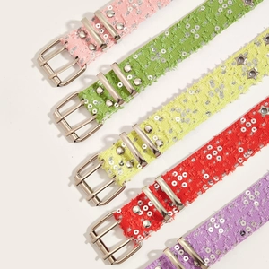 Punk style star double-row eyelet belts in multiple colors with metallic buckles