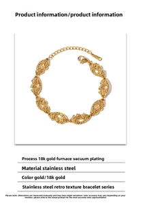 Macro shot of 18K gold plated stainless steel bracelet with vintage organic textures