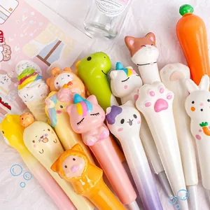 Cute cartoon slow rebound squishy gel pens with fine needle tips for stress relief