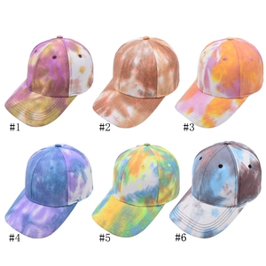 Casquettes de baseball tie-dye en six couleurs avec visière courbée classique pour le soleil