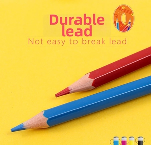 Close-up of durable erasable colored pencils with break-resistant lead on yellow background