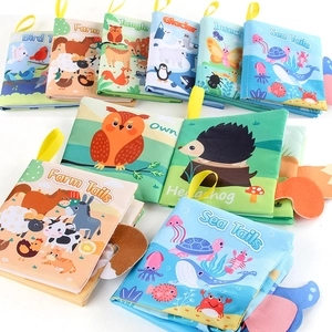 Baby Cloth Book Soft Sensory Toy With 3D Animal Tails Crinkle Sound Washable Early Learning Educational For Infants