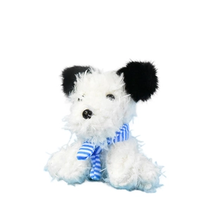 Cute West Highland Terrier plush puppy keychain pendant with blue striped scarf