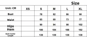 Detailed size chart for mesh boned dress including bust waist and hip measurements in cm
