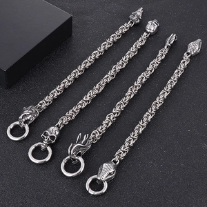 Bracelets vintage en acier pour hommes avec pendentifs dragon, crâne, loup et serpent