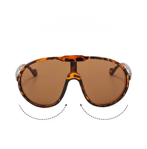 Front view of oversized tortoiseshell cycling sunglasses with brown tinted lenses