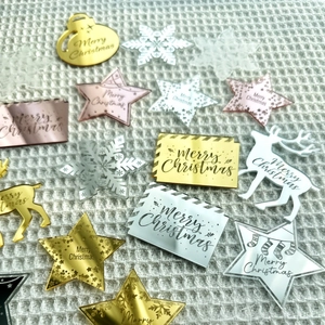 Acrylic Merry Christmas cupcake toppers in gold, silver and rose gold for party decor