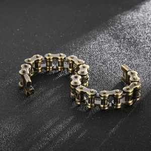 Bracelet chaîne de moto mécanique de 13mm en acier titane doré vintage pour hommes