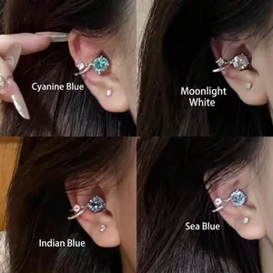 Manchette D'Oreille Multicouche Strass Alliage Zircone Sans Piercing Clip Sur Boucle D'Oreille Mode Y2K