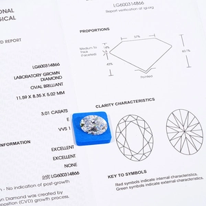Professioneller IGI-Bericht für ovalen 3,01 Karat Labor-Diamanten mit VVS1-Reinheit.