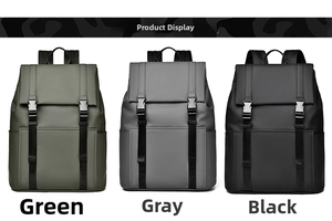 Minimalist business laptop backpacks in olive green, dark grey, and classic black colors