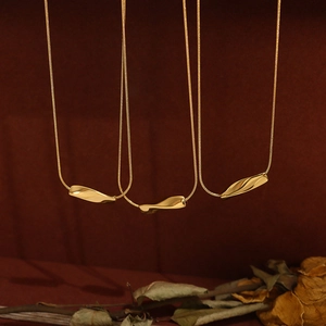 Twisted Tube Pendant Necklace 18K Gold Plated Titanium Steel Minimalist French Style Snake Bone Chain For Women