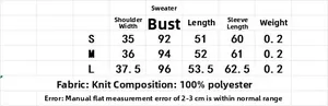 Detaillierte Größentabelle für Strick-Polo-Pullover mit Maßen für Brust und Ärmel