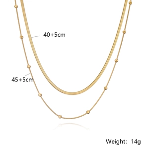 Double-layered gold titanium steel necklace with detailed size and weight parameters