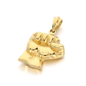 Polished gold solid fist pendant for men with hip-hop style made of titanium steel