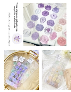 3D embossed wax seal stickers with floral patterns for scrapbooking and envelopes