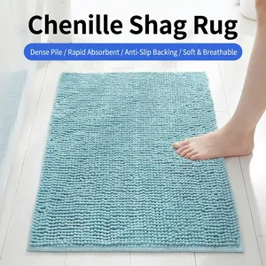 Chenille Bathroom Rug Non Slip Absorbent Floor Mat Soft Microfiber Shaggy Carpet For Bath Room Bedroom Entryway