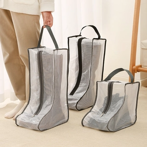 Portable mesh boot storage bags with handles for travel, waterproof and breathable design
