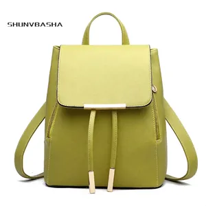Lime green fashion backpack for women featuring cross-hatch texture and drawstring closure