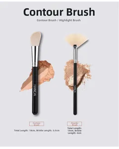 Detail of professional angled contour brush and fan brush with soft synthetic bristles