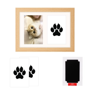 Kit ricordo impronta zampa per animali con cornice in legno e tampone d'inchiostro