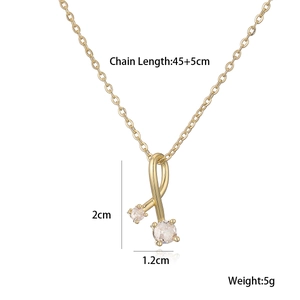 Gold ribbon pendant necklace detail showing 2cm height dimensions and 45cm chain length