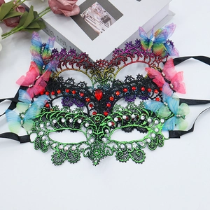 Elegant butterfly lace party masks with rhinestones for masquerade festivals
