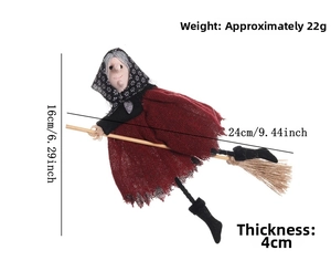 Detailed size specifications for Halloween witch pendant decoration with broomstick
