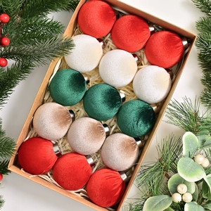 Christmas Tree Hanging Balls Ornaments Velvet Fabric Plastic Elegant Holiday Party Home Decorative Decorations