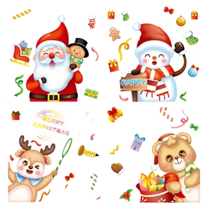 Stickers de Noël pour vitrines avec Père Noël, bonhomme de neige et renne décoratifs
