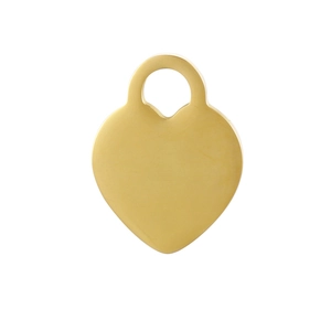 Polished gold-plated stainless steel heart pendant on a clean white background