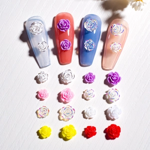 3D resin rose flower nail art charms in multiple colors and sizes for DIY manicure