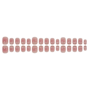 24pcs short square round pink cat eye press-on nails with shimmering gradient finish