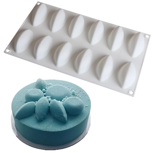 Detail of 12-cavity silicone banana mold for mousse cake and chocolate baking