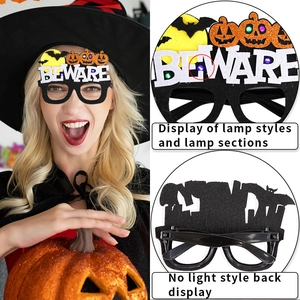 LED light-up Halloween party glasses with pumpkin ghost felt motifs for kids and adults