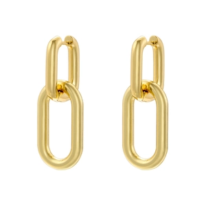 French vintage 18K gold plated interlocking square earrings with polished spheres