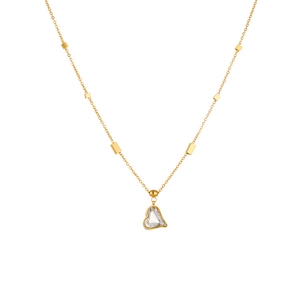 Heart Pendant Necklace Stainless Steel Gold Plated Crystal Minimalist Clavicle Chain Jewelry For Women